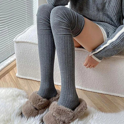 Women Socks Nylon Over Knee High Thick Patchwork Solid Colors Splicing Stockings