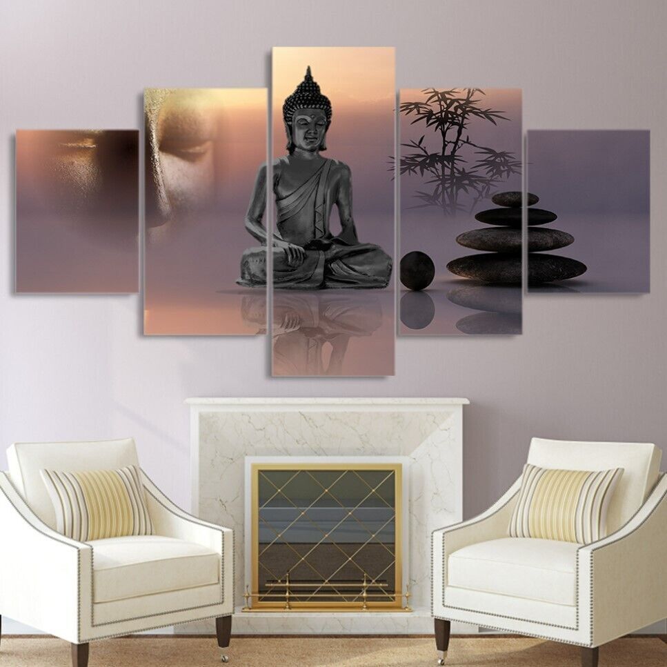 Buddha Stones Canvas Painting Picture Home Decor Modern Abstract 5Pcs Wall Art