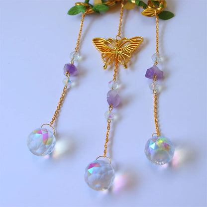Wind Chimes K9 Crystals Star Moon Vine Winding Butterfly Hanging Rainbow Chasers
