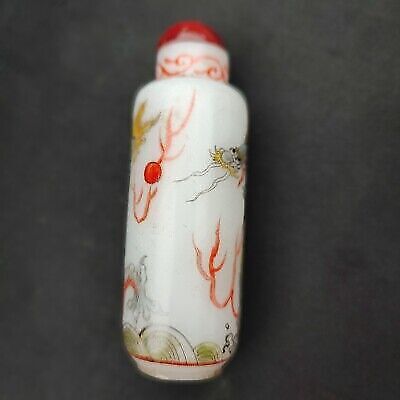 chinese peking glass snuff bottle large dragon statue Ball snuffbox Painted gift