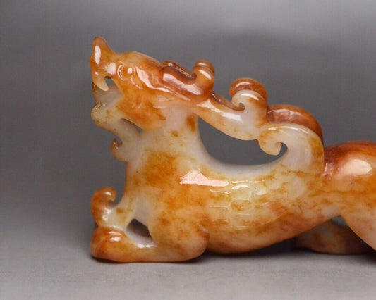 Chinese Antique Hetian Jade Carved Beast Statue Exquisite Figurine Decor Artwork