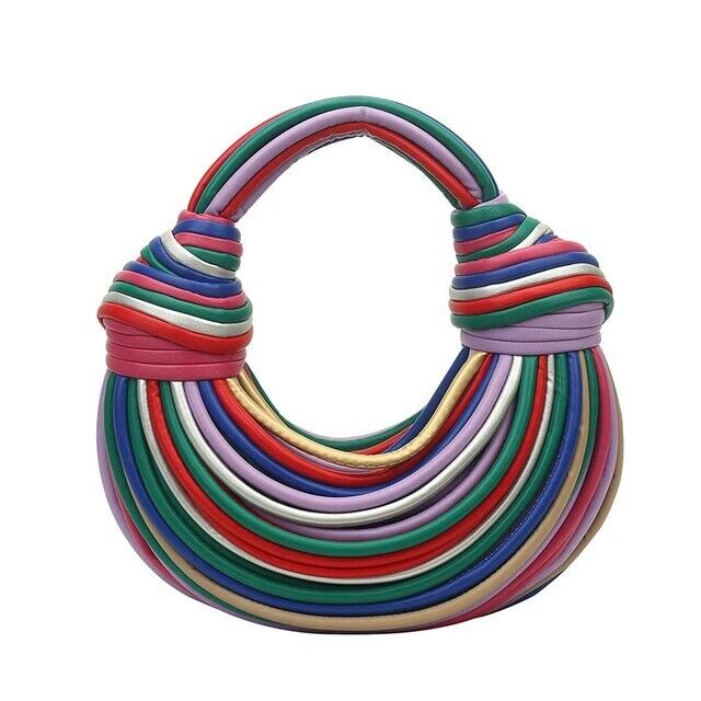 Handwoven Knotted Women's Clutch Hobo Chic Crossbody Bag Leather Handbag Gift