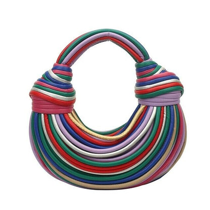 Handwoven Knotted Women's Clutch Hobo Chic Crossbody Bag Leather Handbag Gift