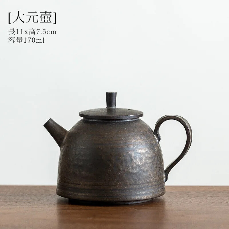 Gilt Glaze Teapot Side Handle Tea Rust Stoneware Kung Fu Set Ceramic Single Pot