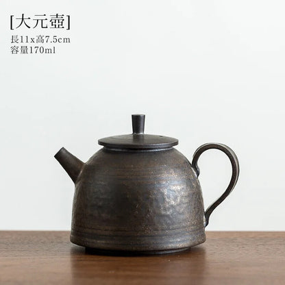 Gilt Glaze Teapot Side Handle Tea Rust Stoneware Kung Fu Set Ceramic Single Pot