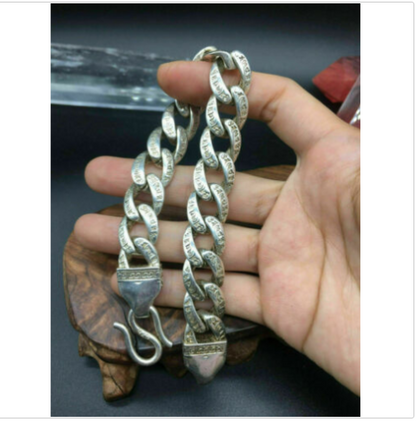 Asian old miao silver hand cast cool statue bracelet jewel gift