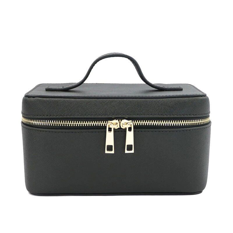 Leather Travel Case Bag Portable Hanging Makeup Organizer Cosmetic Bag For Women