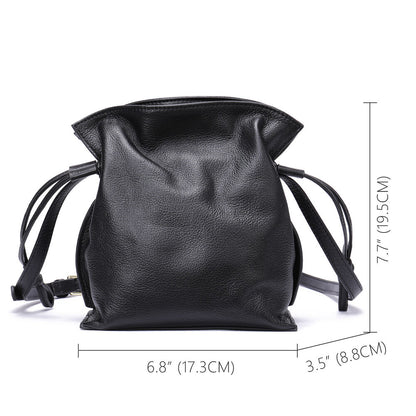 New Designer Women's Cow Leather Drawstring Lucky Bag Sling Shoulder Bucket bag