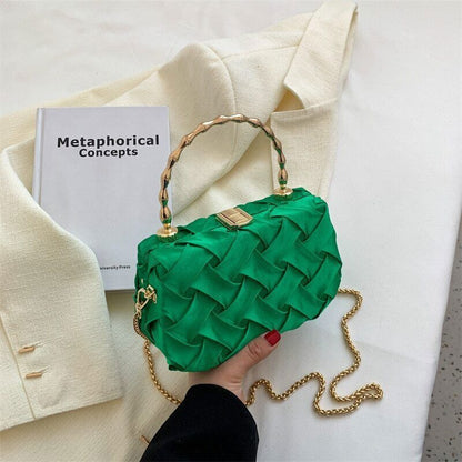 Small Tote Bag With Metal Portable Chain Women's Handbag Shoulder Bag