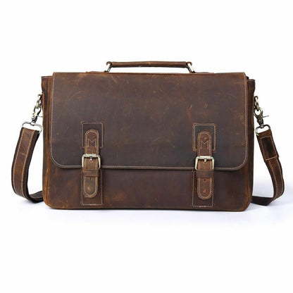 Mens Real Leather Briefcase Messenger Bag 15" Laptop Case Brown Handbag Satchel