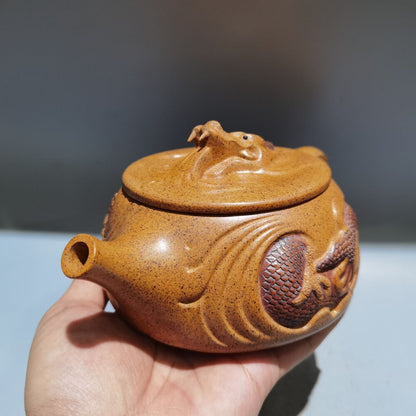 Vintage Chinese Yixing Purple Clay Teapot Zisha Ceramic Dragon Teaware Nice Rare