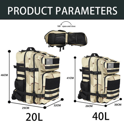 Tactical Backpack Training Gym Bag Hiking Camping Travel Army 3D Trekking