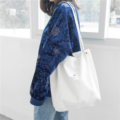 Corduroy Buckle Canvas Women's Bag Large Capacity Arts Style Shoulder Bag