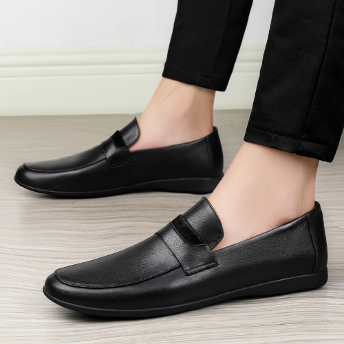 Black Genuine Leather Shoes me Loafers Flats Super Light Moccasins