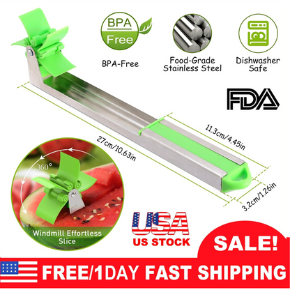 Premium Watermelon Slicer Cutter Windmill Fruit Melons Corer Stainless Steel US