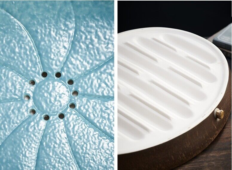 ceramic tea tray water reservoir & draining function tea plate lotus design new
