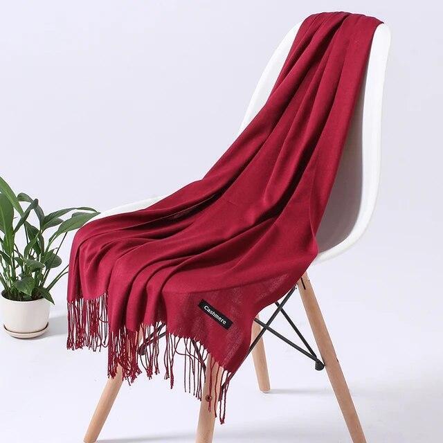 Scarf Solid Colorful Women Tessale Long Shawls Cashmere Scarves Casual Acrylic