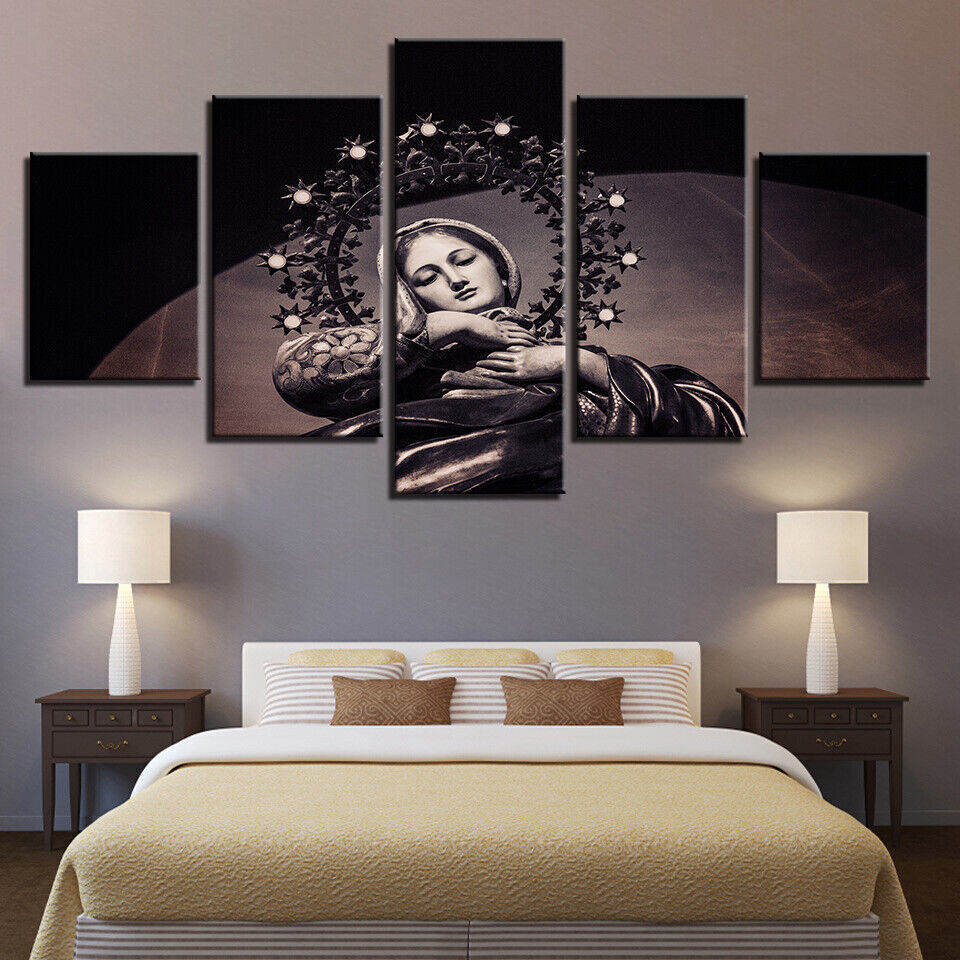 Mother of God Virgin Mary Potrait Canvas Print Painting Wall Art Home Decor 5PCS