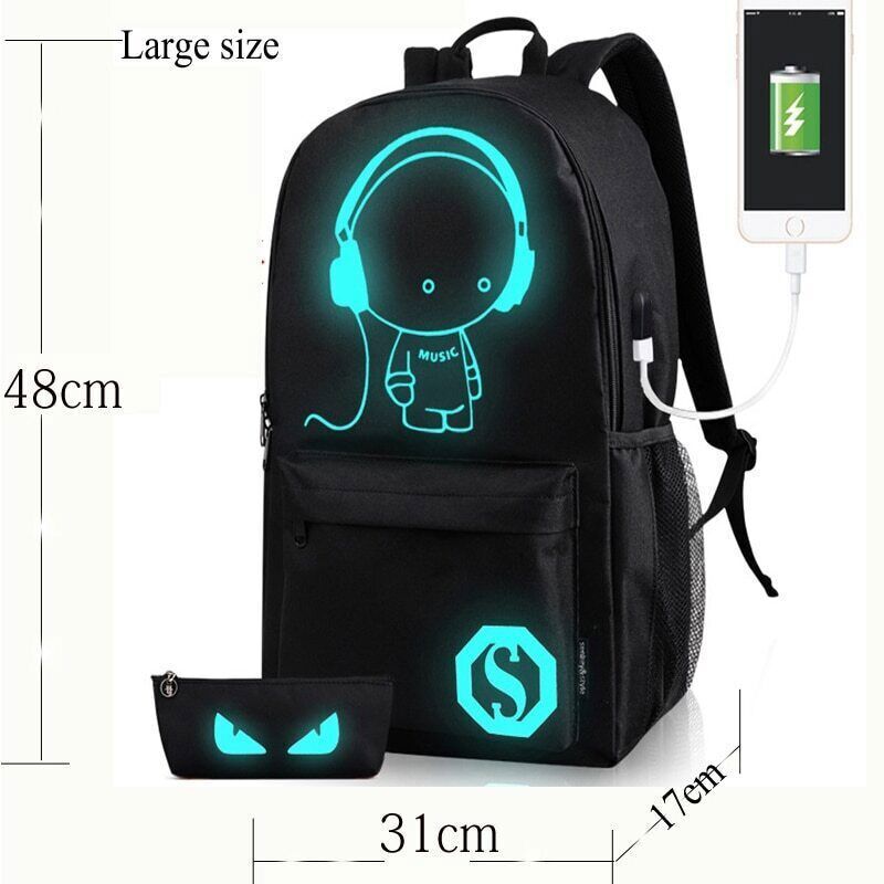 USB Charge Music Luminous Schoolbag Teenagers Backpack To School Bag Book Bag