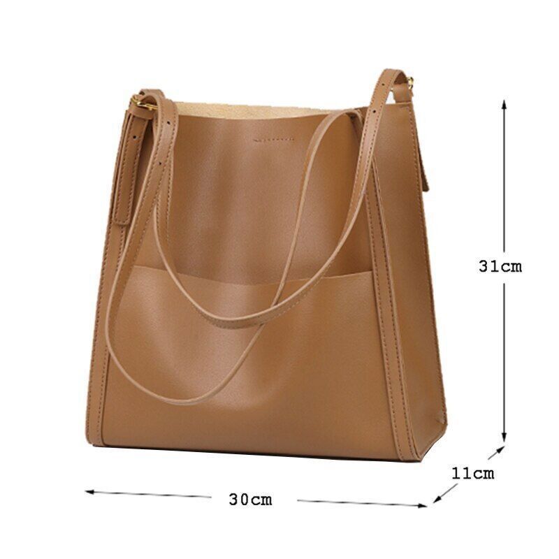 Lady Leather Handbag Shoulder Women Bags Buckle Teenage Girl Tote