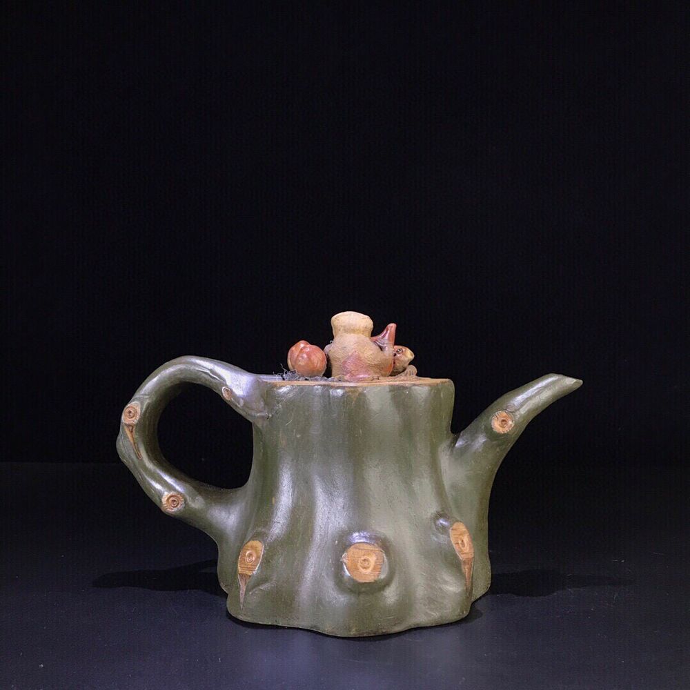vintage chinese yixing purple clay teapot zisha ceremony carving Collectible art