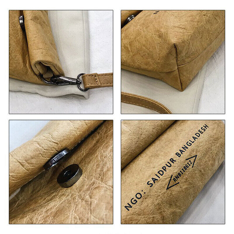 Dumpling Kraft Paper Crossbody Bags Women Flip Buttons Closure Handbags