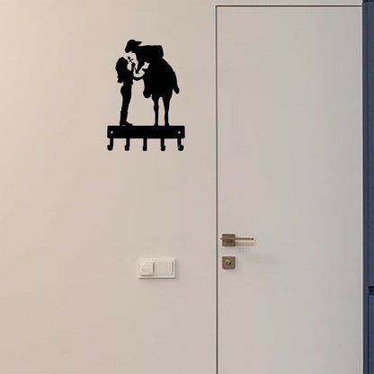 Wall Mounted Hook Up Romantic Couple Key Rack Hanger Metal Pendant Wall Art Home
