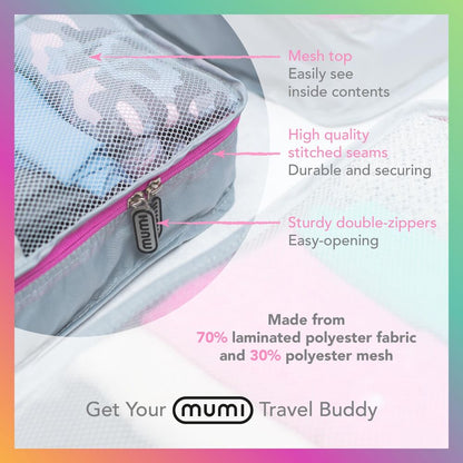 MUMI Packing Cubes, 5 Cubes for Suitcases, Travel Bags One_Size, pink