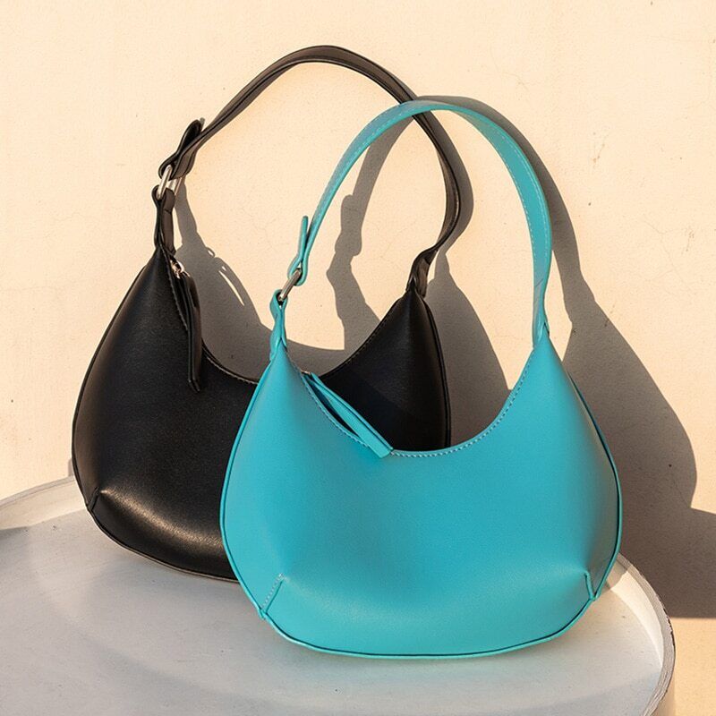 Women's Shoulder Bags PU Leather Purses Handbags Lady Sweet Half Moon Bag