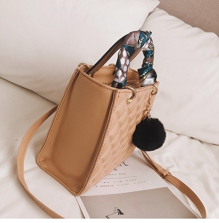 Small Handbag Ribbon Shoulder Bag Synthetic Leather Messenger Purse 21*19*9 CM