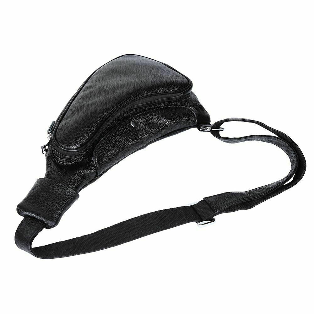 Men's Black Leather Satchel Chest Backpack Book Travel Work Bag Sling Cross Body