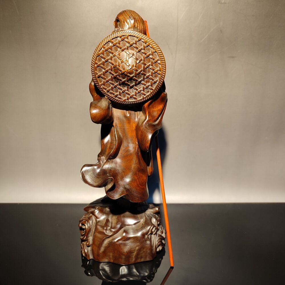 wood boxwood Carved sculpture buddha Dharma Arhat statue Demon Subduing decor