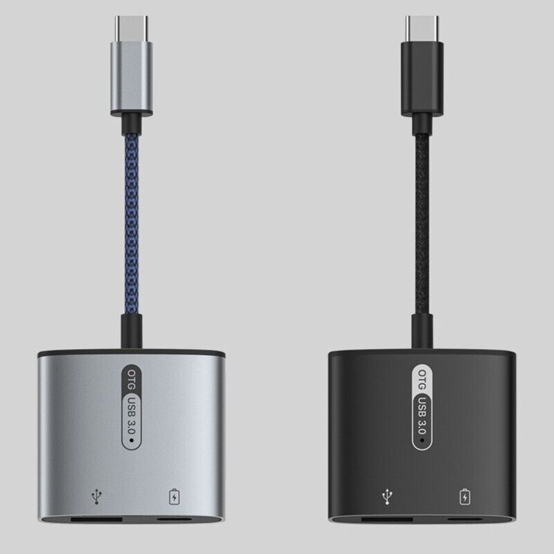 2 in 1 Type C Splitter OTG Adapter USB3.0 Converter Wire Power Cable Wearproof