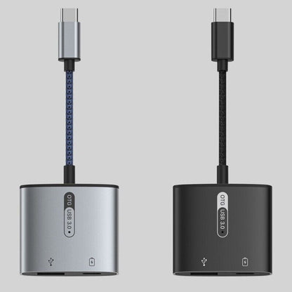 2 in 1 Type C Splitter OTG Adapter USB3.0 Converter Wire Power Cable Wearproof