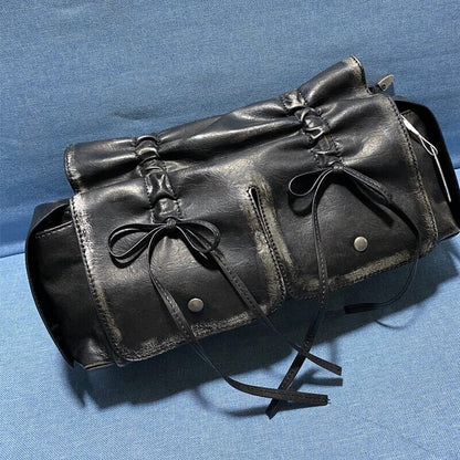 Drawstring Bow Bags Women Handbags Purses Pleated Shoulder Cross
