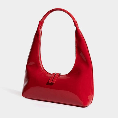 Leather Shoulder Bag Women Half Moon Bag Lady Purse Handbags