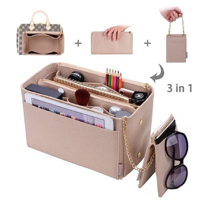 Cosmetic Purse Felt Cloth Insert Bag Handbag Organizer 17*34*18CM Traveling 1 PC