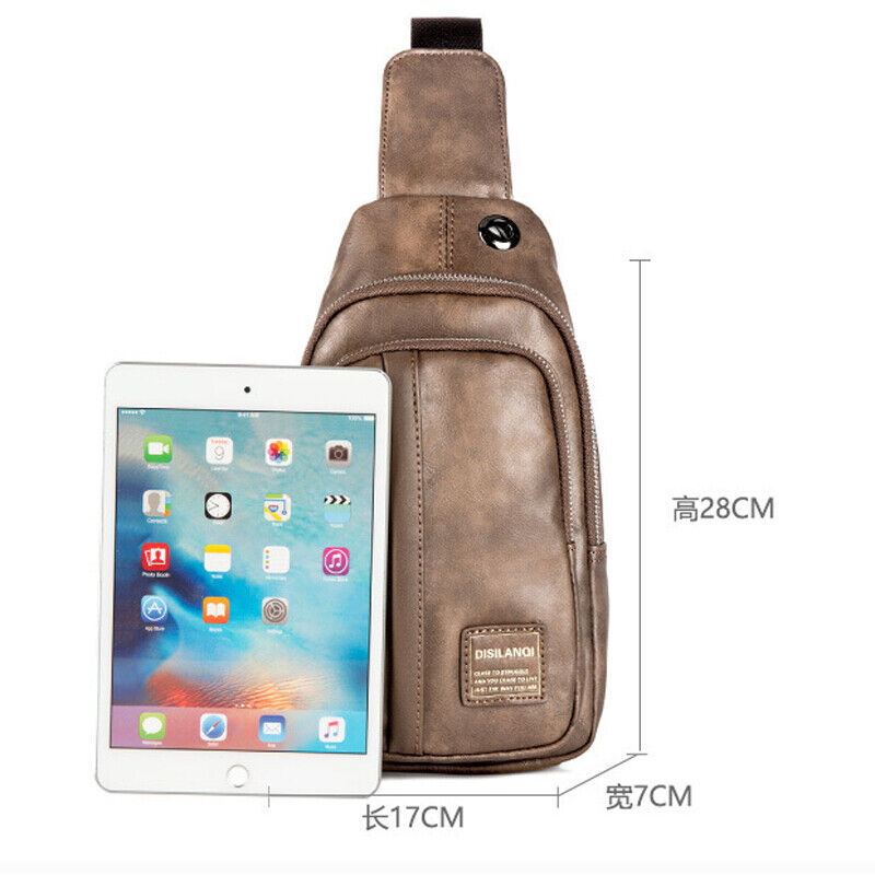 Men's Sling Backpack Faux Leather Crossbody Chest Bags Casual Daypack Sport Bags