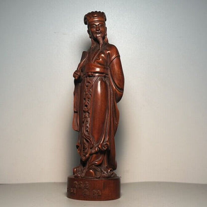 Chinese Boxwood Carved Figure Statue Ornaments Wooden Figurine Artwork Collector