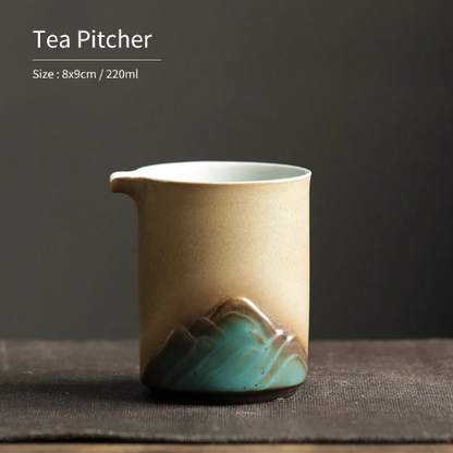 Handpainted Mountain Ceramic Tea Pitchers Chahai Gongdaobei