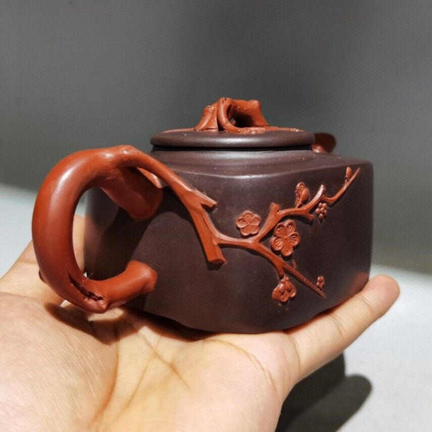 Chinese Yixing Purple Clay Teapot Zisha Ceramic Bamboo Plum Blossom Teaware Nice