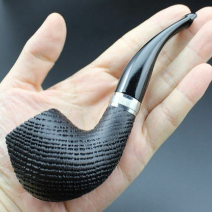 Tobacco Smoking Pipes Pouch Filters Stand Set Bog Oak Bowl Wood+Plastic 14x3.2cm
