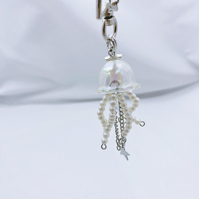 Cute Jellyfish Tassel Keychain Sweet Fairy Keyring Girls Lovely Bag Pendant