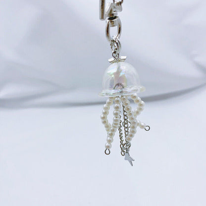 Cute Jellyfish Tassel Keychain Sweet Fairy Keyring Girls Lovely Bag Pendant