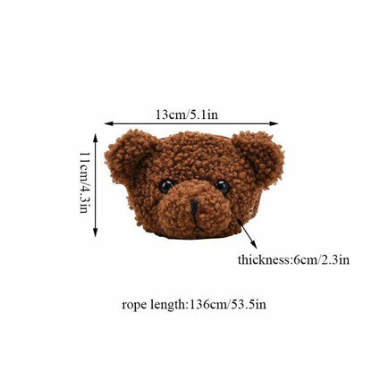 Women Shoulder Bag Girl Bear Soft Plush Crossbody Handbag Mini Purse 13.5x6x11cm