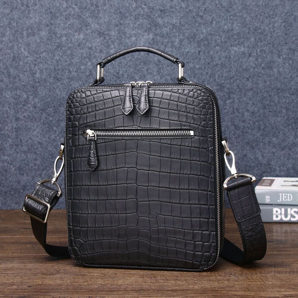 Matt Crocodile Belly embossed Smll Handbag, Men Business Crossbody Shoulder Bags