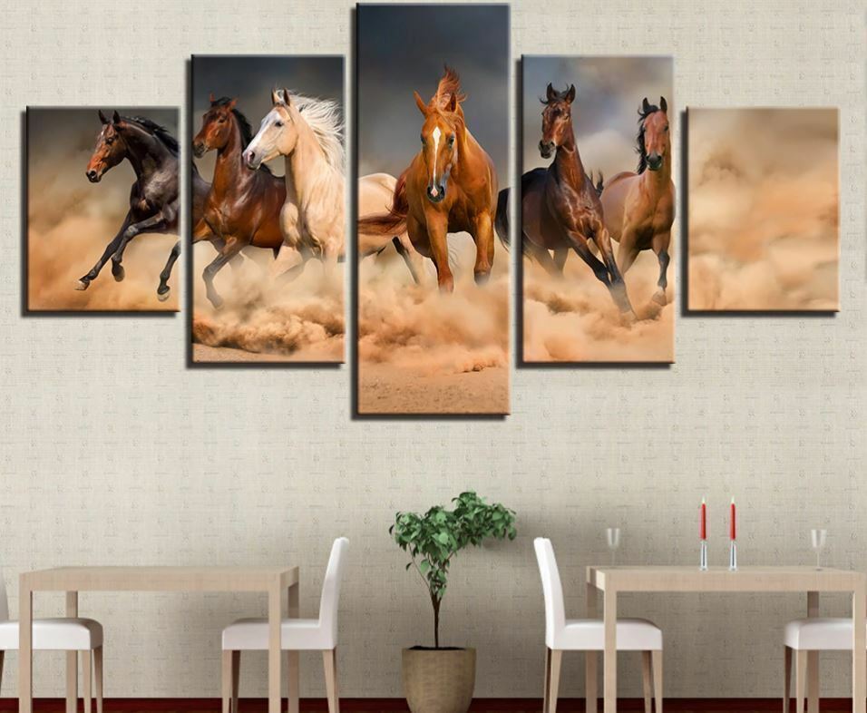 Galloping Horses Running 5 Pieces canvas Wall Art Picture Gift Home Decor