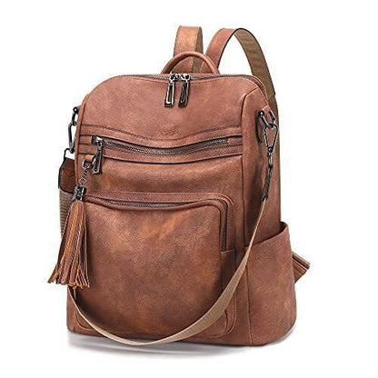 Leather Backpack Purse for Women Fashion Tassel Ladies Shoulder Bags De...