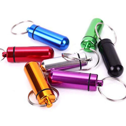 Cache Holder Keychain Box Health Care Waterproof Metal Pill Box