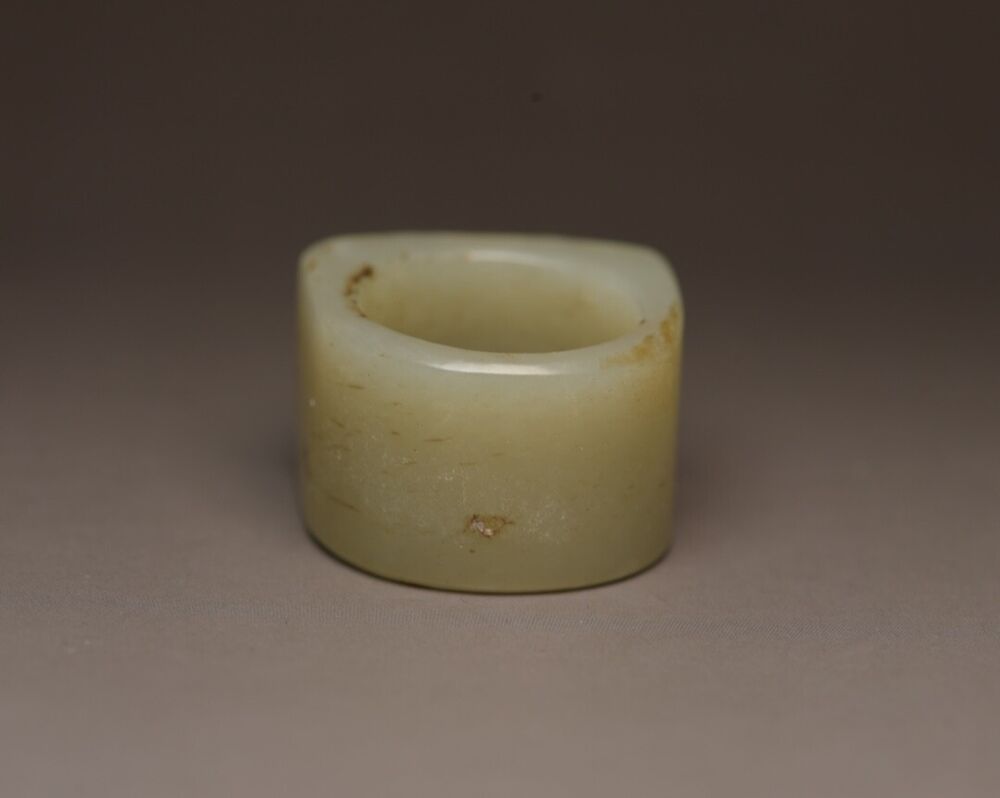Chinese Hetian Jade Carved Nice Unique Sculpture Collector Thumb Ring Jewelry
